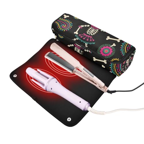 Organizador de Herramientas para Cabello 2 en 1 y Mat de Resistencia al Calor con Cierre y Estuche Portátil para Plancha, Alisadores y Rizadores miniatura 2