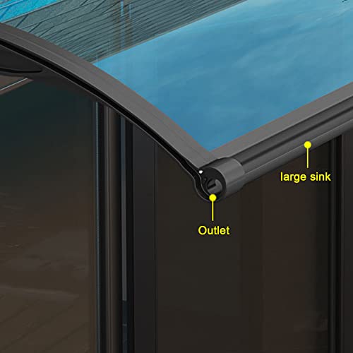 Toldo para puerta de entrada de policarbonato azul y aluminio negro de 80 cm para exterior 7