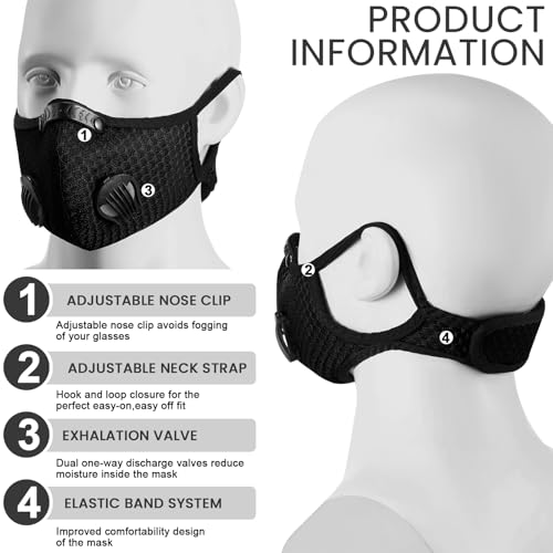 Threlaco Reusable Dust Mask with 16 Filters