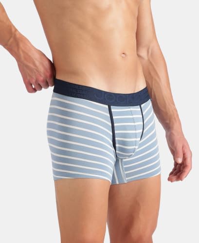 Image of Jockey US68 Men Super Combed Cotton Elastane Stretch Stripe Trunk with Ultrasoft Waistband