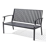 Mutaomay Outdoor Bench, 52" Aluminum Frame 3-Person Patio Garden Bench with Anti-Rust, Porch Bench F