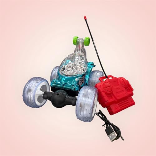 Image of Toyboi Storm Radio Control Stunt Car, Remote Controlled, LED Lights, 360 Degree Rotation, USB Rechargeable, Ages 4+