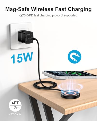 Image of 15W Magnetic Wireless Charger for Samsung, USB-C /A Magsafe Charger Pad | Designed for Magnetic Wireless Charging with Compatible Samsung Galaxy S26 Ultra, S25, S24 FE, S23 and S22 series, iPhone