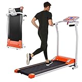 Folding Treadmill, Treadmill for Home with LCD Monitor Motorized, Electric Treadmill Workout Running Machine with Auto Stop Safety Function, Walking Running Machine Equipment for Home Gym (Orange)