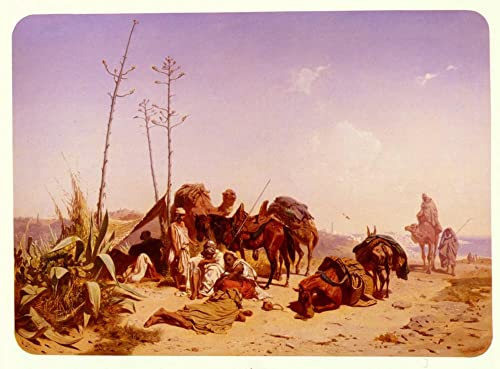 Tableau Mittagruhe à Alger par Théodore Horschelt Impression Toile 60x90cm