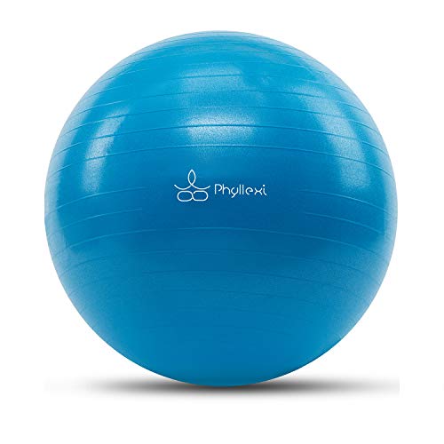 PHYLLEXI Exercise Ball Extra Thick - Pro Grade Anti-Burst Stability Yoga Ball (55-85cm)