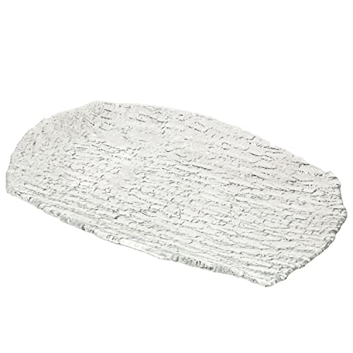 Van Well St Tropez Servierplatte aus Glas I rechteckig I (LxB) 35,5x23cm I mit Struktur und Relief I Buffet-Platte für Kastenkuchen, Fingerfood, Fisch & Fleisch I Käse & Wurst-Teller, Tablett