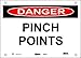 Master Lock S18452 20" Width x 14" Height Polypropylene, Black and Red on White Safety Sign, Header "Danger", Legend "Pinch Points"