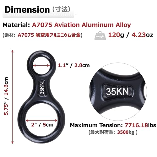 Azarxis 35 kN Climbing Rescue Figure 8 Descender Rigging Plate Heavy Duty & Large