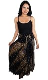 Happy Trunks Long Skirts for Women/Boho Clothes for Women – Maxi Skirt Hippie Gypsy Bohemian Floral Printed (Large/X-Large, Black Peacock)