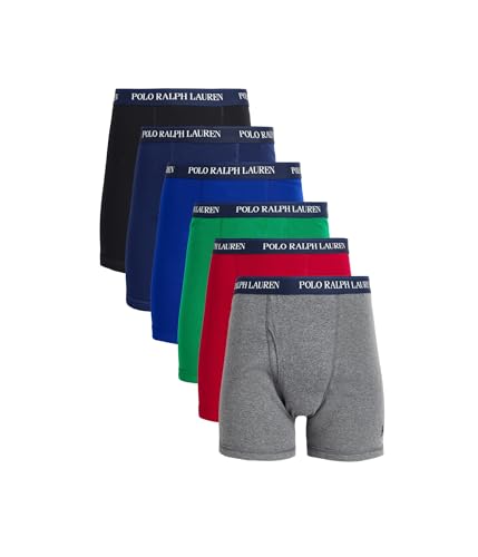 POLO RALPH LAUREN Mens Classic Fit Boxer Briefs Polo Black/Heritage Royal/Charcoal Heather/Classic Red/Holiday Navy/Erin Green Medium