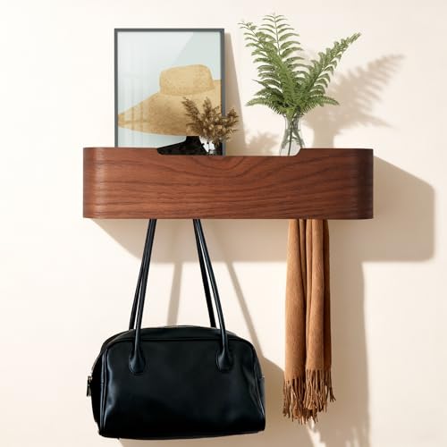 Coat Rack Wall Mount with Shelf Entryway Shelf Modern Key