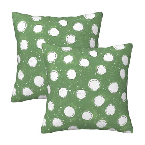 peiyeety Green Spot 2 taies d'oreiller imprimées Tendance avec Fermeture éclair latérale, décoration d'extérieur pour canapé, lit, Salon, Chambre à...