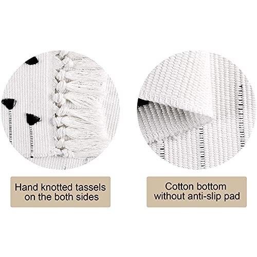 Boho Bedroom Rug 2'X 4.3', Cotton Hand-Woven Runner Rug With Tassel Machine Washable Entryway Rug Moroccan Tribal Decorative Floor Mat For Porch/Doorway/Laundry/Kitchen/Bathroom #TOP1