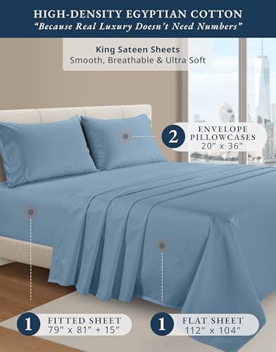 Image of LANE LINEN Sleep Number Sheets Split Top King Sateen - Mountian Spring | King Size Deep Pocket Sheets - 4-Piece Set, For Guests And Everyday Use, For A Silky Hotel-Style Bed, Luxe Sheen
