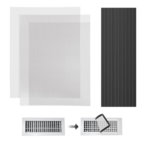 Image of 3Pack 400x300mm DIY Floor Vent Covers, PVC Magnetic Vent Covers Air Vent Screen Mesh AC Vent Mesh Cover Register Screen Cover for Floor Wall Ceiling Catch Debris Hair Insect（White）