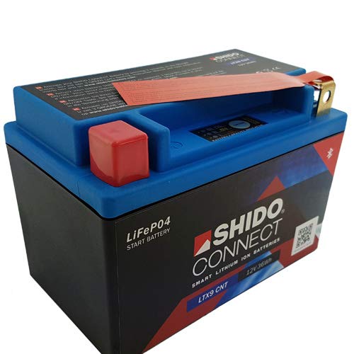 Batería shido Connect Lithium ltx9 CNT/ytx9 bs, 12 V/8Ah (tamaño: 150 x 87 x 105)