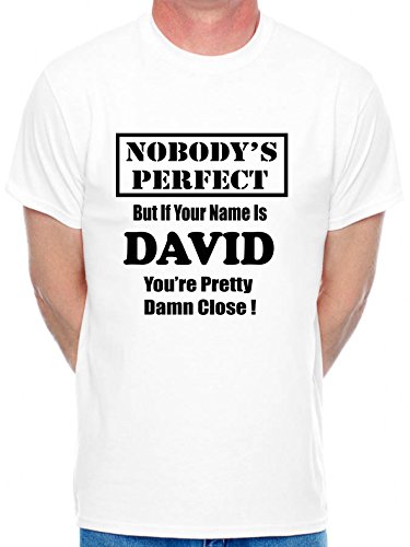 Print4U Mens T-Shirt with Personalised Name Nobodys Perfect Dave XX-Large White