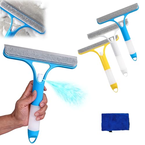4 Pack 3-in-1 Window Cleaning Scraper, Professional Streak-Free Glass Cleaner