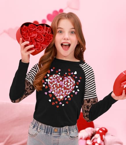 Image of BesserBay Girls St Patrick's Day Raglan Shirt Irish Sequin Lucky Stripe Shamrock Graphic Top 4-14 Years