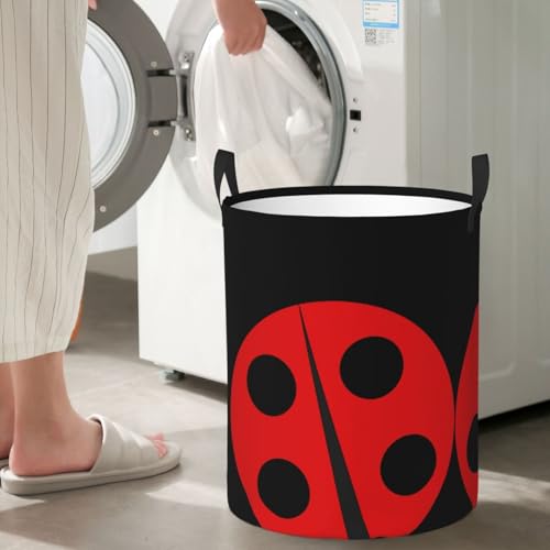 Panier à linge imperméable à motif coccinelle avec poignées