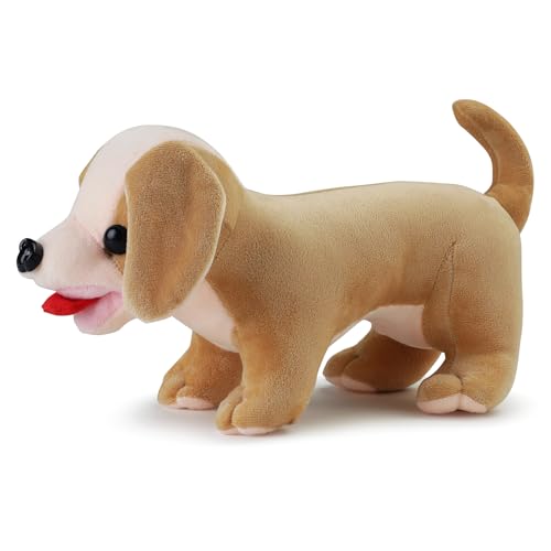 Image of Brown Puppy Soft Plush Toy for Kids Stuffed Soft Toy with Cute Hug-Friendly Plush for Babies, Toddlers & Children Safe, Lightweight & Easy to Clean (Dinosaur Green - 40cms)