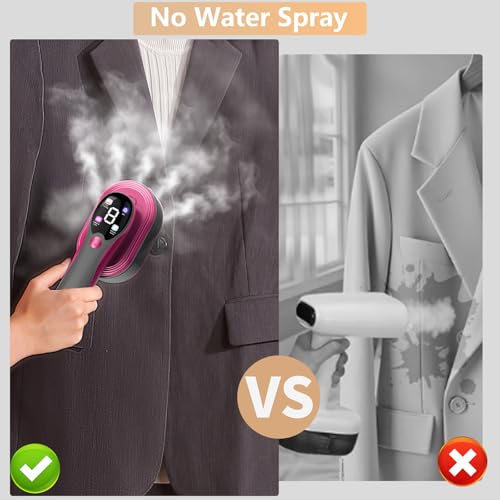 Image of Travel Steamer for Clothes, 1200W Portable Handheld Steamer for Clothes, Portable Steam with LCD Display, 10s Fast Heat-Up, 2-in-1 Powerful Wrinkle Remover for Home & Travel (Rose-bengal)