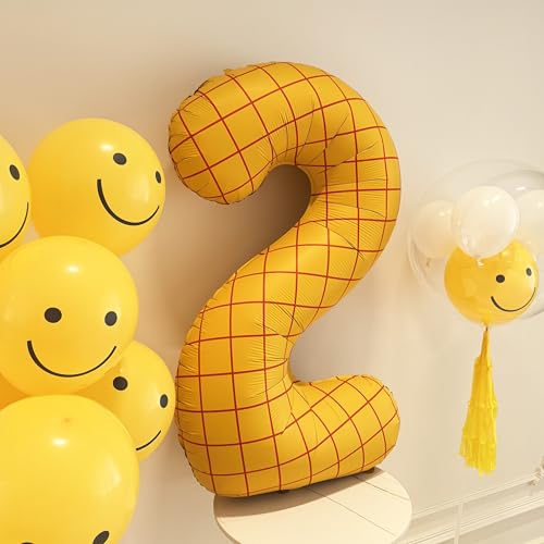 Image of 40 inch Large Number Balloon 48 Toy Inspired Story Yellow Birthday Balloon | Western Rodeo Party Supplies Boy Girl Story Anniversary Kids Birthday Party Cowboy Farm Themed Baby Welcome Decorations