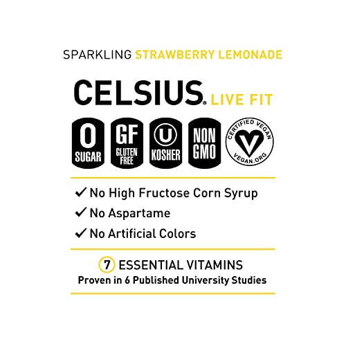 Celsius Sparkling Strawberry Lemonade, Functional Essential Energy Drink, 12 Fl Oz (Pack Of 24) #TOP3
