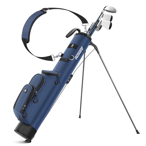 Findway ゴルフ スタンドバッグ セルフスタンド クラブケース 7-8本収納 ゴルフバッグ 練習用 軽量 約997g 3つポケット 保冷機能付き ショルダーベルト付属 キャディバッグ 男女兼用 耐久性 衝撃保護 ゴルフバック