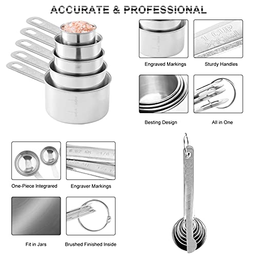 Hand Mixer Electric Mixing Bowls Set, 5 Speeds & Turbo Handheld Mixer With 5 Nesting Stainless Steel Mixing Bowl, Measuring Cups And Spoons Kitchen Blender Beater Cooking Baking Supplies For Beginner #TOP6