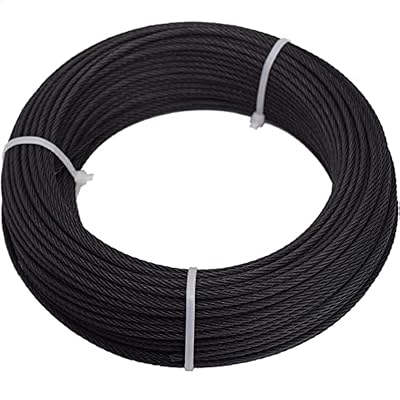Saiksa 150ft Black T316 Stainless Steel Wire Rope Cable, for 1/8 Cable Railing Hardware Kit, Cable Railing System, 7 x 7 Strands Construction