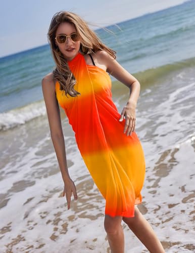 Image of Ekouaer Women Sarong Swimsuit Coverups Chiffon Long Bikini Wraps Sheer Beach Bathing Suit Cover Up