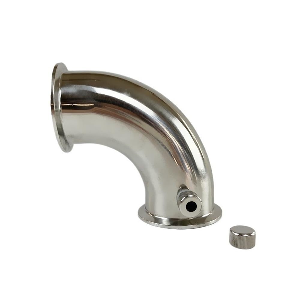 Yjqhody One Color Sanitary Tri-Clamp Connector With Nipple, Stainless Steel 304 90-Degree Pipe Fitting 2 Inch 51Mm*Od64mm