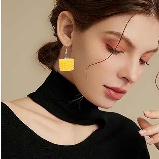 3D Handmade Corn Earring Set for Women Thanksgiving Yellow Corn Earrings for Women Simulation Funny Food Cute Vegetable Earrings Thanksgiving Day Jewelry - Image 2