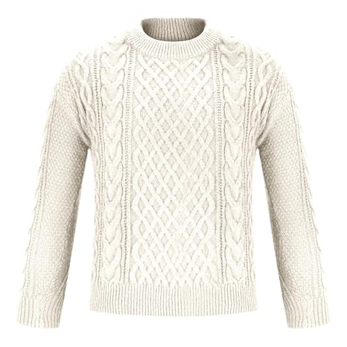Men's Long Sleeve Cable Knit Pullover Sweater Fisherman Twist Patterned Oversize Lightweight Crewneck Sweaters2