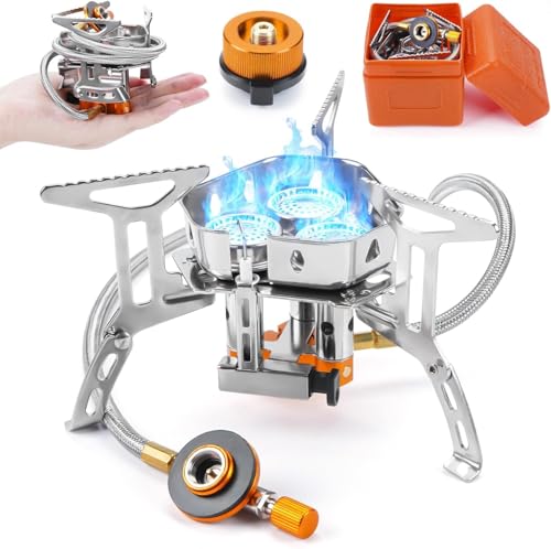 6800W Windproof Camping Stove, Portable Backpacking Stove, Lightw...