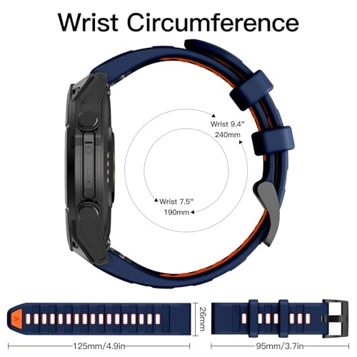 Image of OVERSTEP Compatible with Fenix 8 51mm Watch Bands, 26mm Soft Siliocne Strap for Garmin Fenix 5X /Fenix 5X Plus /Fenix 6X /Fenix 6X Pro /Fenix 7X /Fenix 7X Pro Smartwatch
