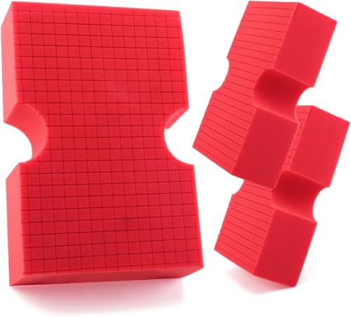 Car Wash Sponge SPTA 3 Pack Big Red Sponge Scratch-Free Car Cleaning Sponge Durable Cross Cut Grid Sponge for Auto Multi Use Cleaning Washing Surfaces