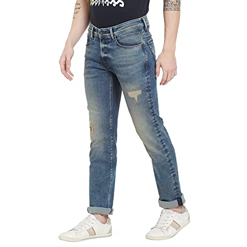 Image of Pepe Jeans Men's Vapour Slim Fit Mid Waist Lightly Washed Jeans