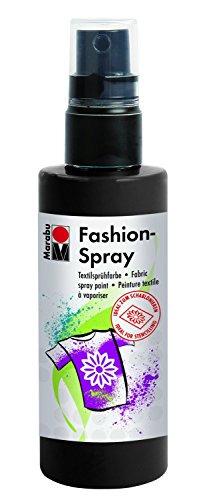 Marabu 17190050073 - Fashion Spray schwarz 100 ml Textilsprühfarbe m. Pumpzerstäuber für helle Textilien weicher Griff einfache Fixierung waschbeständig bis 40C tolle Effekte auf Stoff