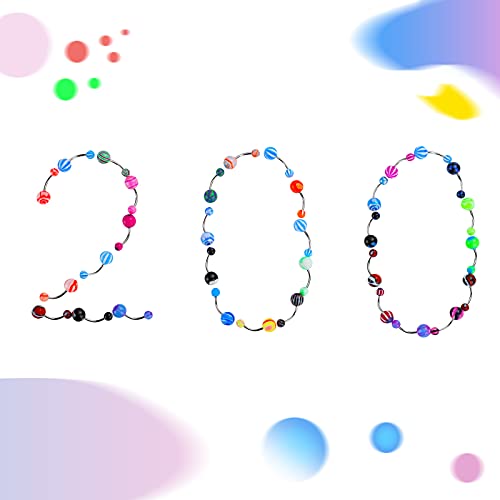 Junkin 200 Pieces Belly Button Rings Bulk Colorful Body Piercing Jewelry Navel Barbell Body Stainless Steel Belly Rings Piercing Jewelry for Women Girls4