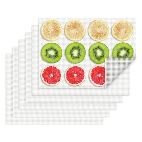 Image of Silicone Dehydrator Sheets 6 Pcs, Resuable Mat 11 x 8in for Food Dehydrator Freeze Dryer to Prevent Food Spills, Heat-Resistant Dehydrator Trays, Dishwasher Safe, White Rectangular