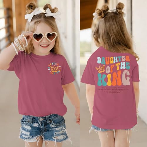 Toddler Baby Girl Christian Shirts Daughter of The King T-Shirt Religious Faith Tee Inspirational Short Sleeve Top3