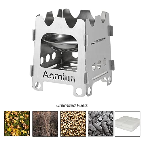 Aomiun Stainless Steel Camping Stove Outdoor Folding Stove Portable Ultralight Wood Stove Pocket Alcohol Stove With Alcohol Tray For Camping Hiking #TOP3