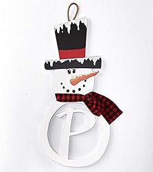 The Lakeside Collection Snowman Monogram Hanger Plaque - Christmas Door
