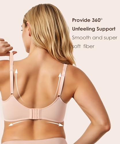 Image of Ultra Soft Lace Bras for Women, Full Coverage Underwire Minimizer Bras, Lifting Comfort Bra for Everyday Wear.