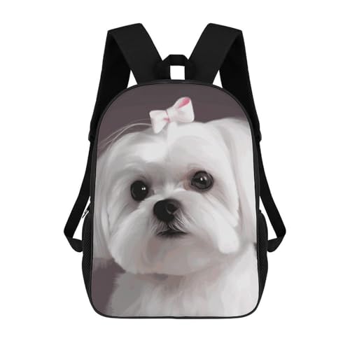 Lovely Maltese Dog Bookbag - Ultra Lightweight Portable Backpack Work Travel Backpack for Men Women Fits 16 Inch Notebook