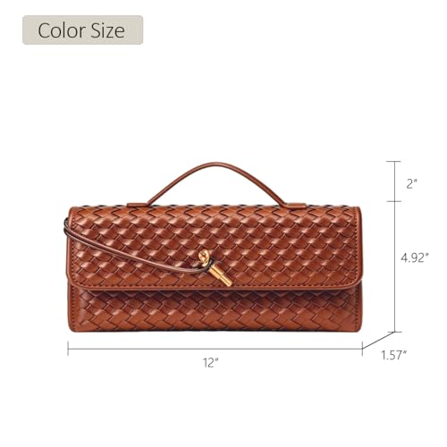 Image of JYG Woven Handbag for Women Fashion Evening Shoulder Bag PU Leather Handmade Clutch Purse Casual Crossbody Bags