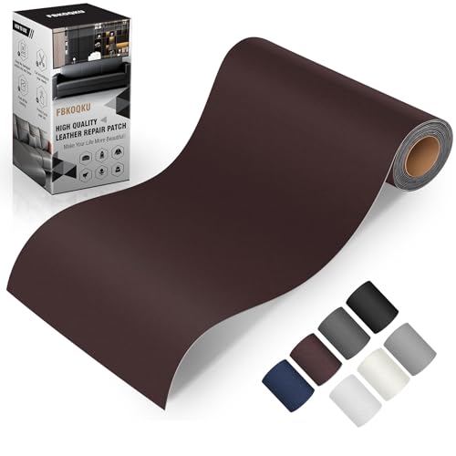 FBKOQKU Cuero Adhesivo Parches, 10 x 200 cm Cuero Adhesivo Para Tapizar, Parches de Cuero Adhesivos Polipiel Adhesiva para Sofá, Asiento de Coche, Muebles, Chaquetas（Plano Marrón oscuro）